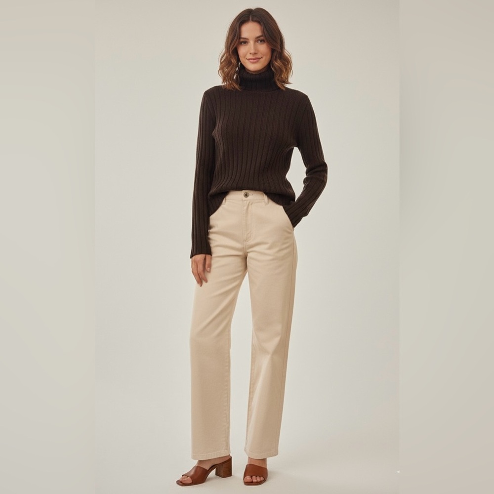 DOLCE & GABBANA Chocolate Brown Ribbed Soft Knit Turtleneck | EU 40 | US 4/Small